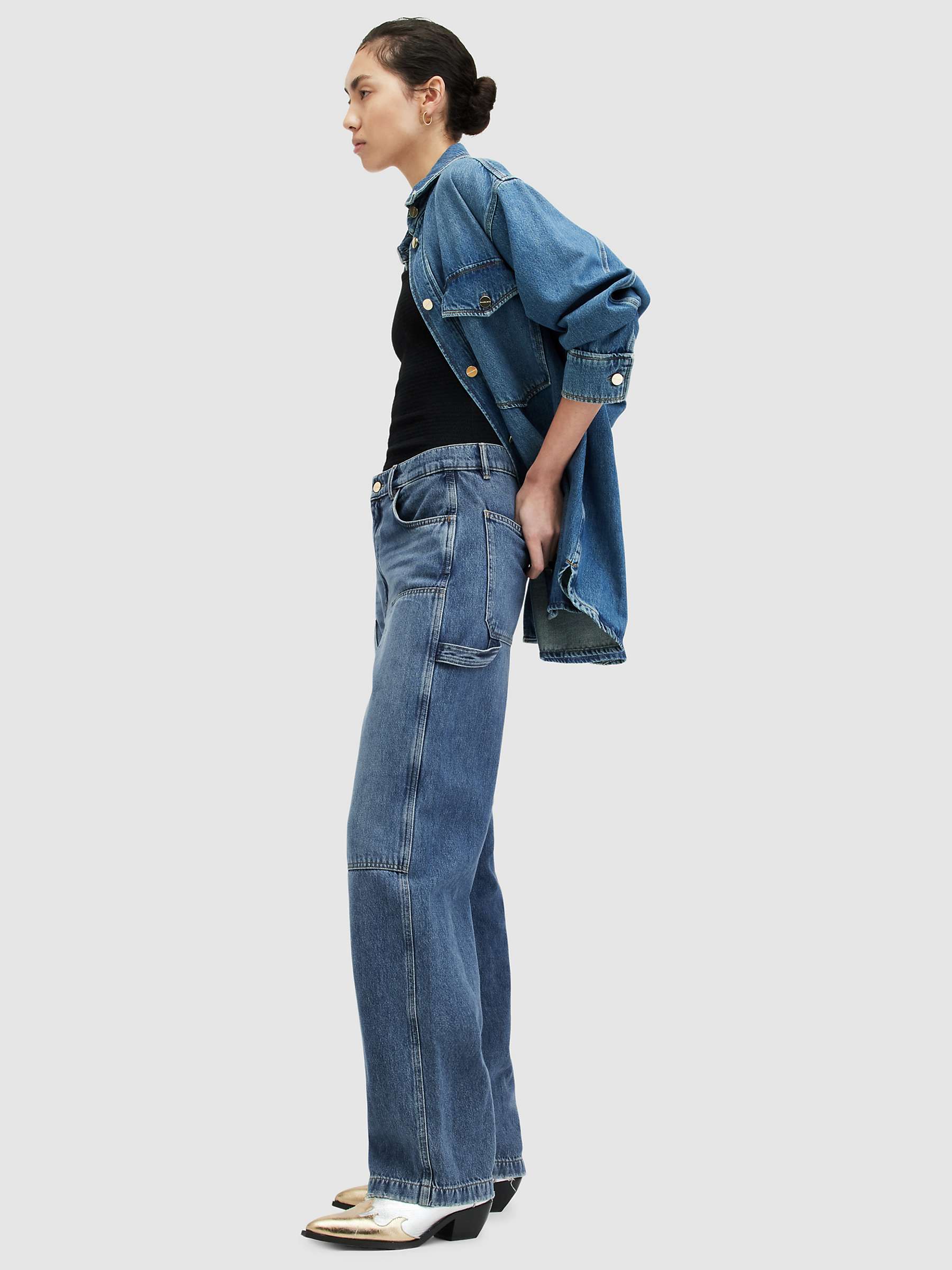 Buy AllSaints Mia Carpenter Wide Leg Denim Jeans, Mid Indigo Online at johnlewis.com