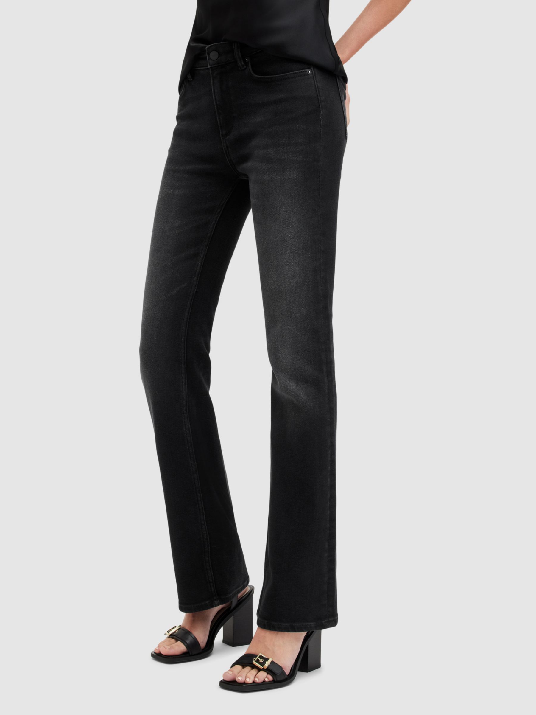 AllSaints Haldan Bootcut Jeans, Black, 25