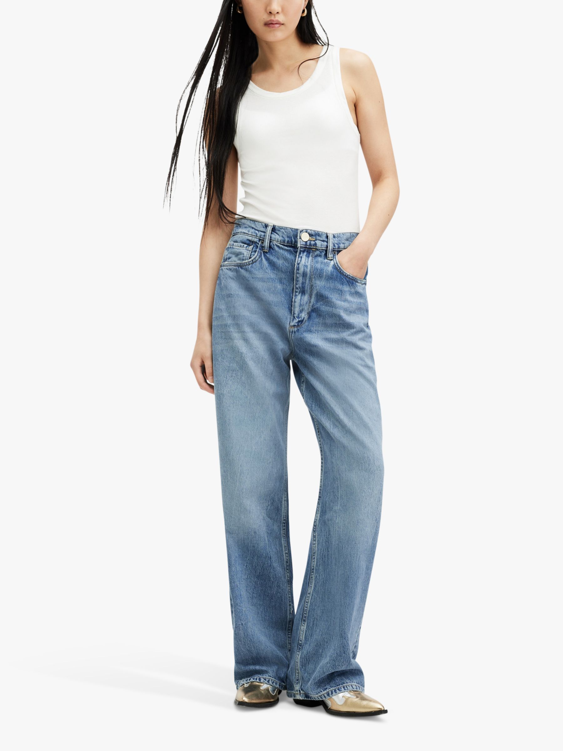 AllSaints Blake Wide Leg Jeans, Vintage Indigo at John Lewis & Partners