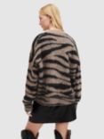 AllSaints Tessa Tiger Stripe Jacquard Jumper, Brown/Black