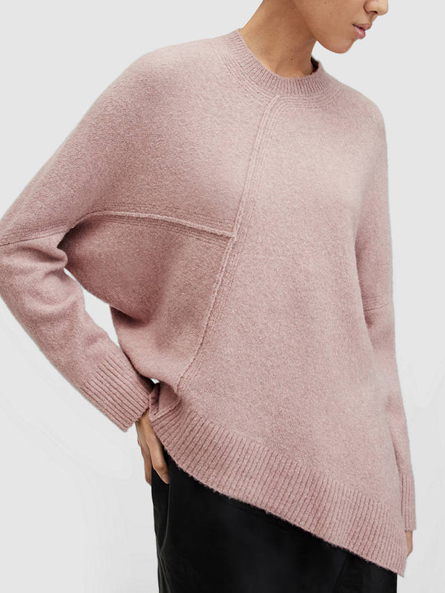 AllSaints Lock Crew Neck Wool Blend Jumper, Pashmina Pink