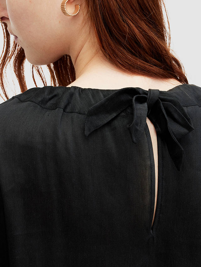 AllSaints Ellie Linen Silk Blend Top, Black