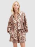 AllSaints Charli Cascade Silk Blend Shirt, Clay Pink
