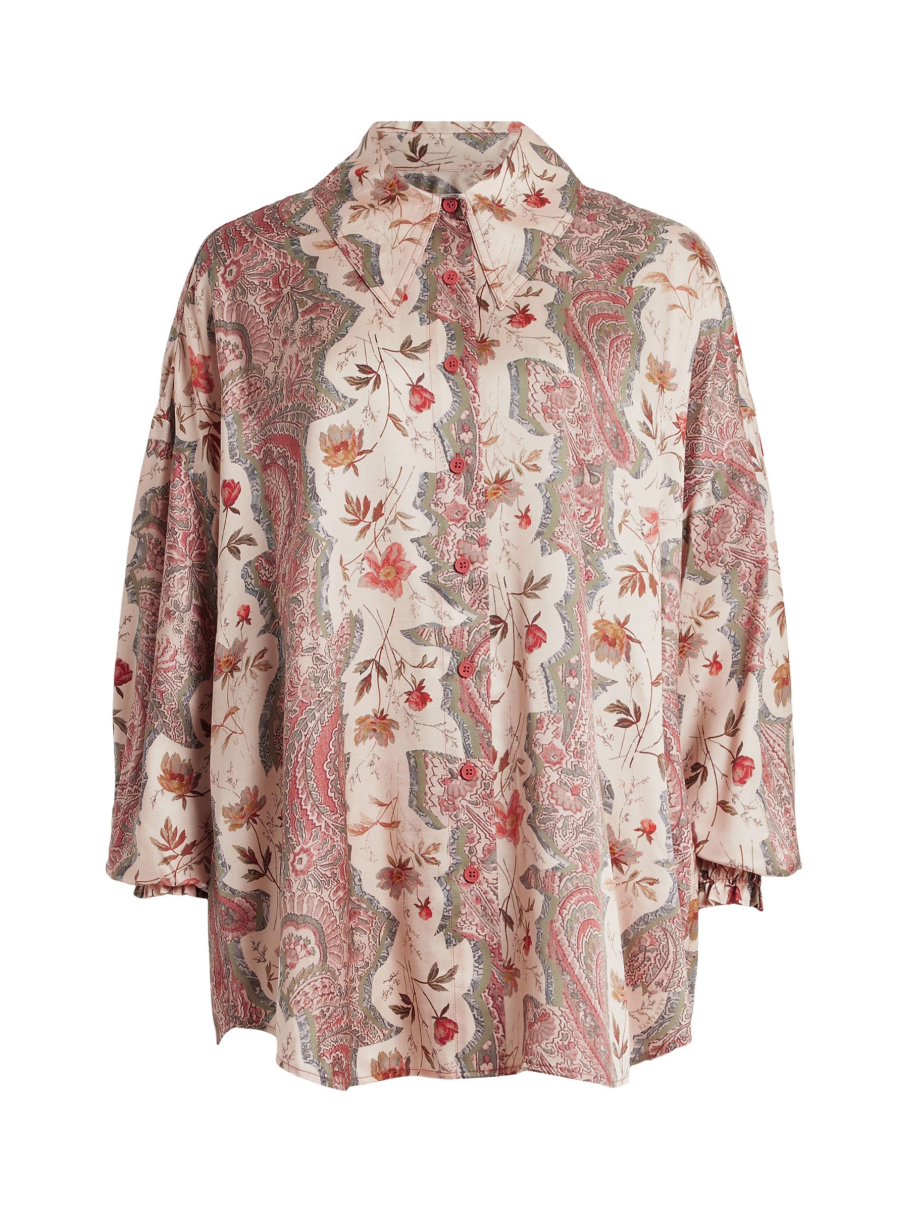 AllSaints Charli Cascade Silk Blend Shirt, Clay Pink at John Lewis ...
