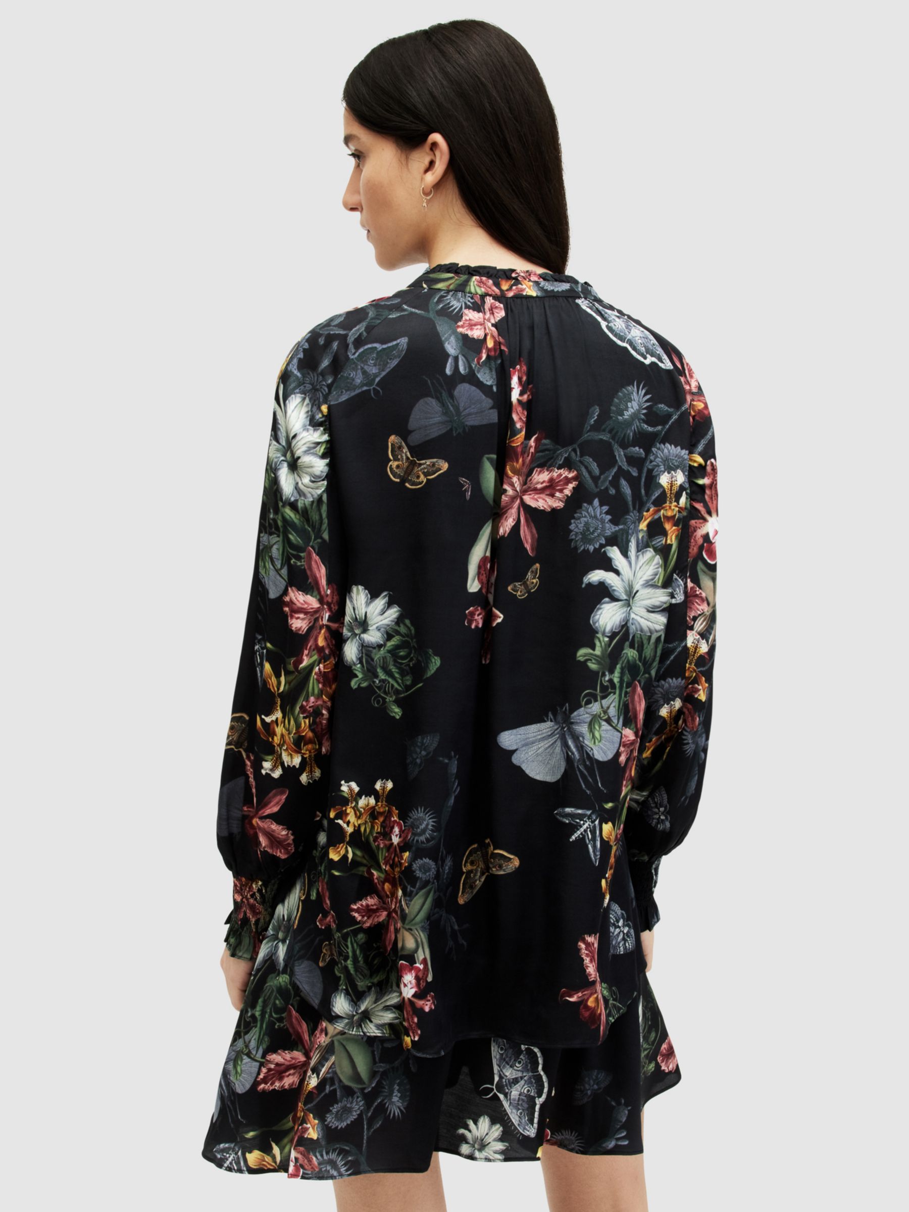 Buy AllSaints Mara Sanibel Floral Butterfly Print Blouse, Black/Multi Online at johnlewis.com
