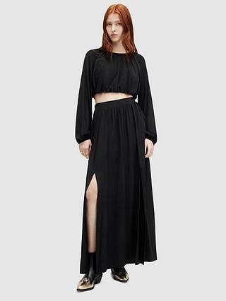 AllSaints Casandra Draped Maxi Skirt, Black