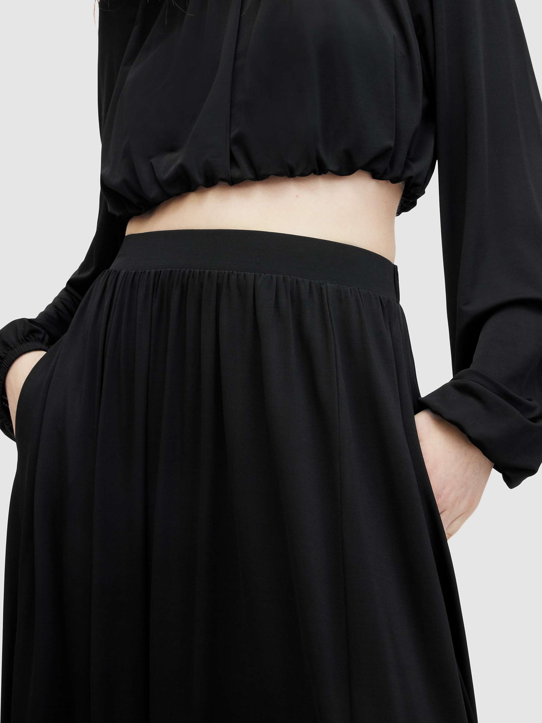 Buy AllSaints Casandra Draped Maxi Skirt, Black Online at johnlewis.com