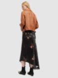 AllSaints Luisa Tanana Floral Print Skirt, Black