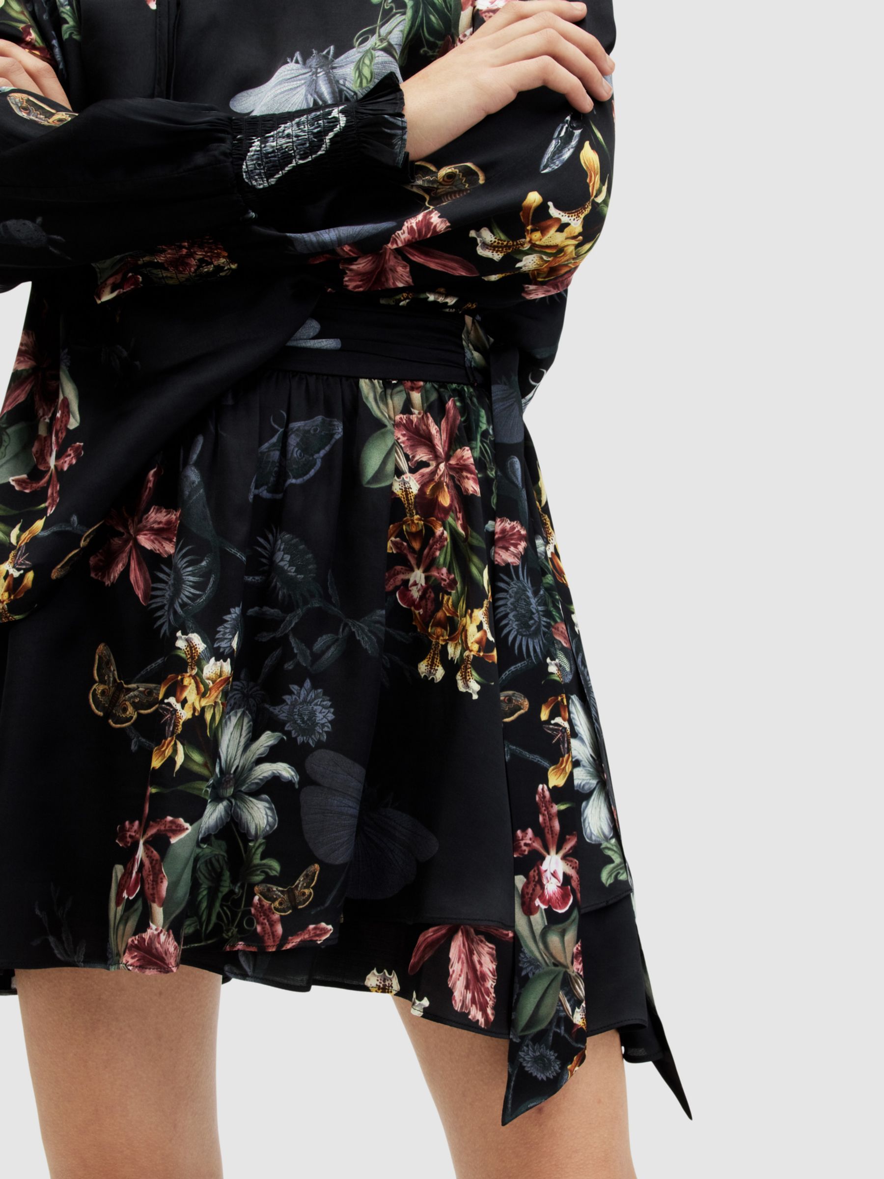 Buy Allsaints Maria Sanibel Mini Skirt, Black/Multi Online at johnlewis.com