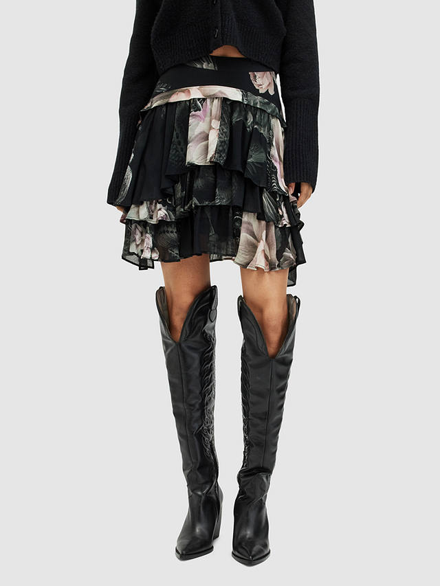 AllSaints Cavarly Valley Mini Skirt, Jet Black