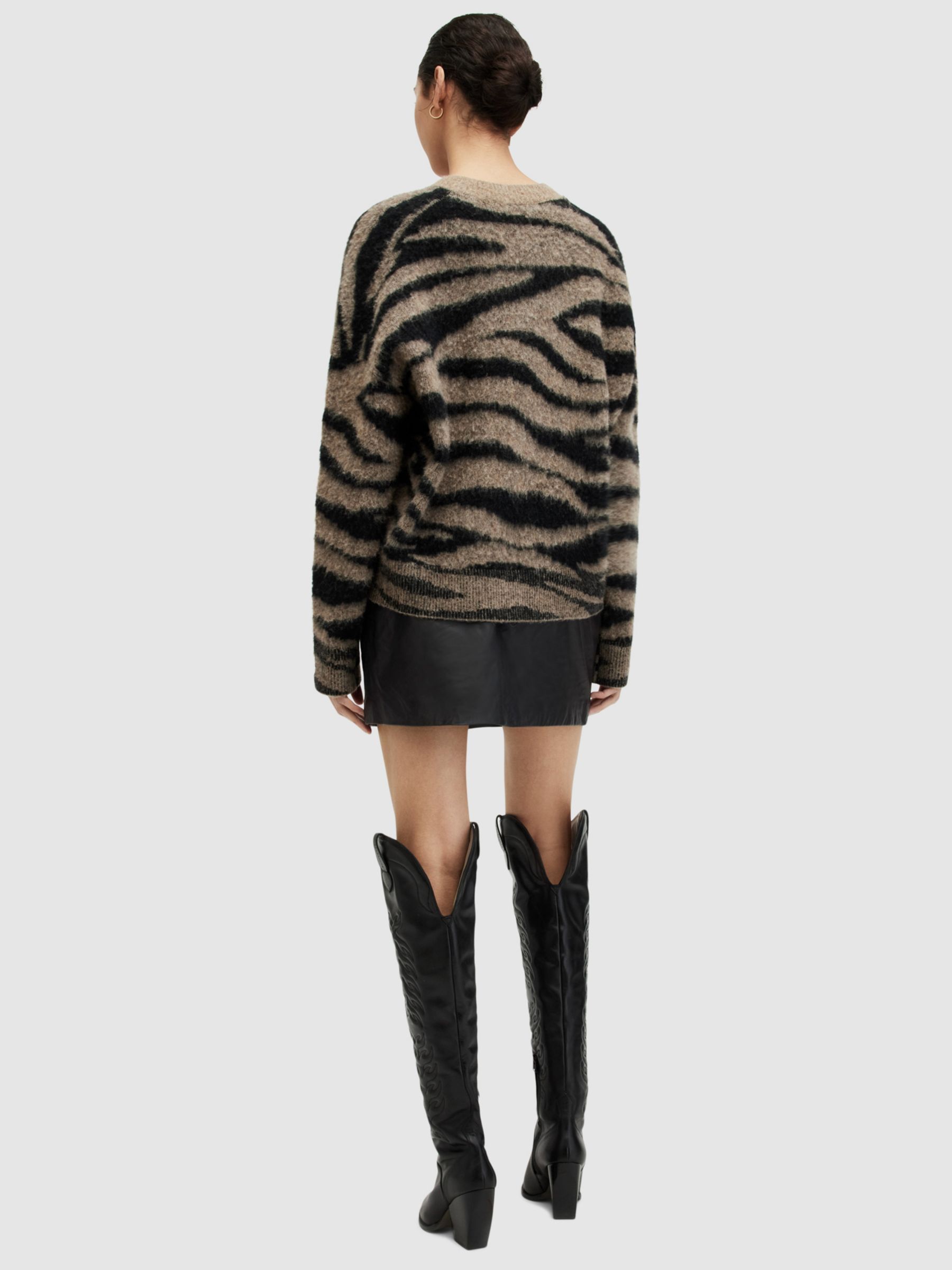 AllSaints Shana Leather Mini Skirt, Black, 6