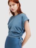 AllSaints Mira Organic Cotton Tie Side T-shirt, Petrol Blue