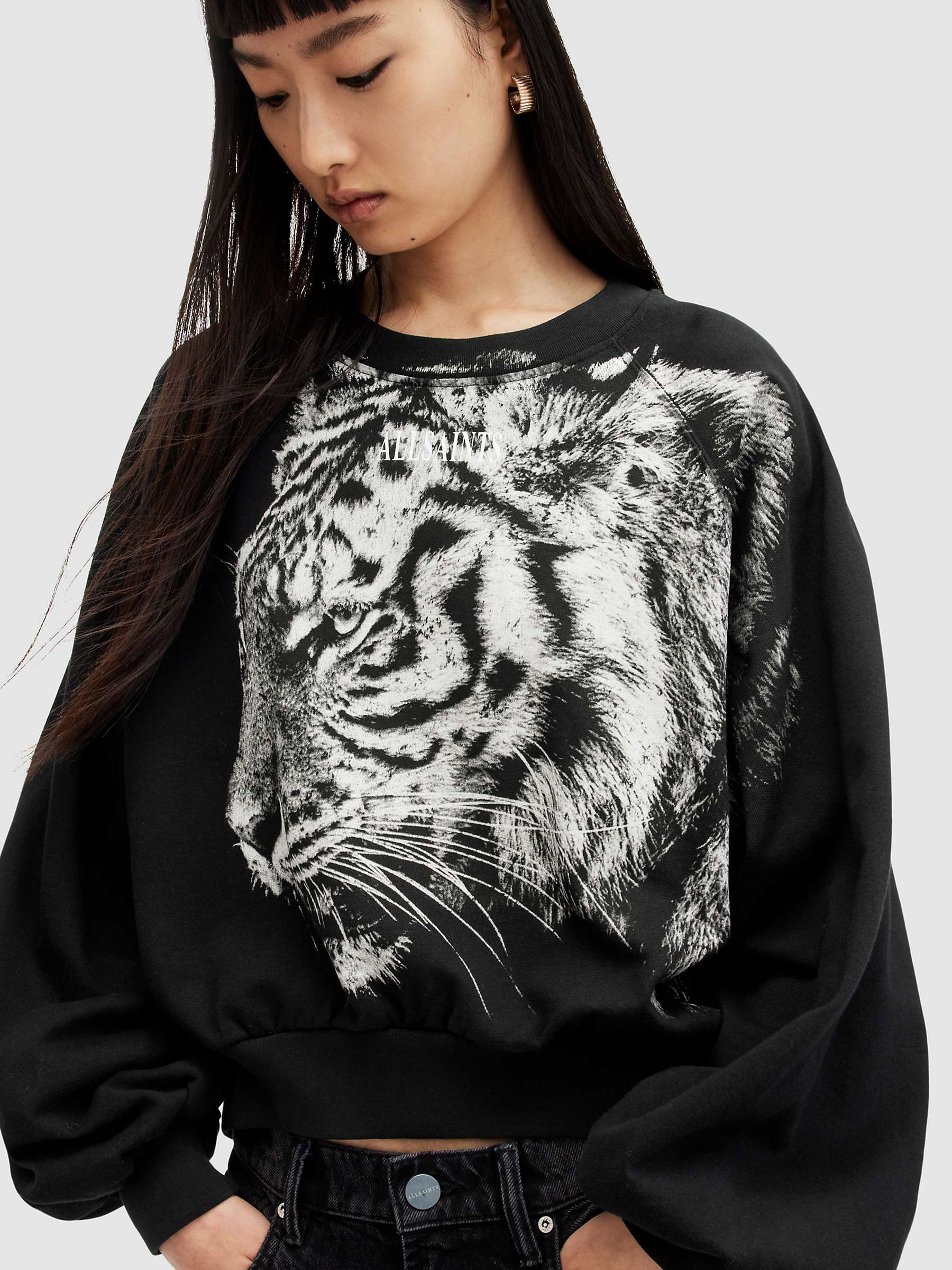 Buy AllSaints Tigress Oversized Cygni Sweatshirt, Black Online at johnlewis.com