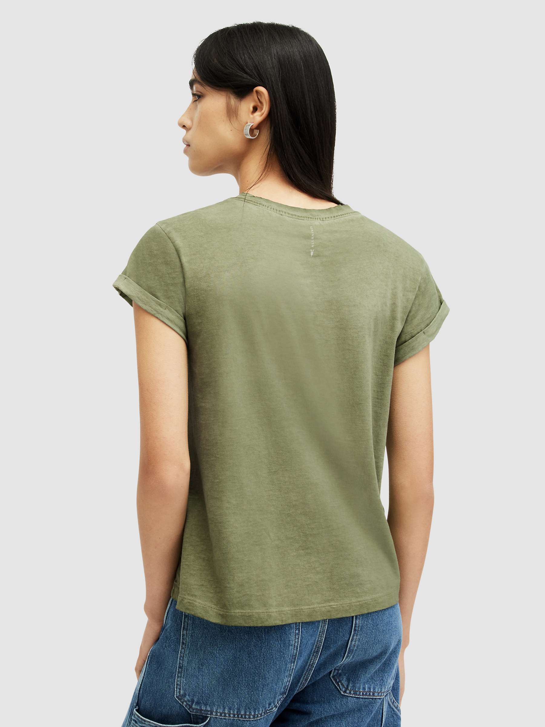 Buy AllSaints Anna Organic Cotton Sparkle T-Shirt, Grass Green Online at johnlewis.com