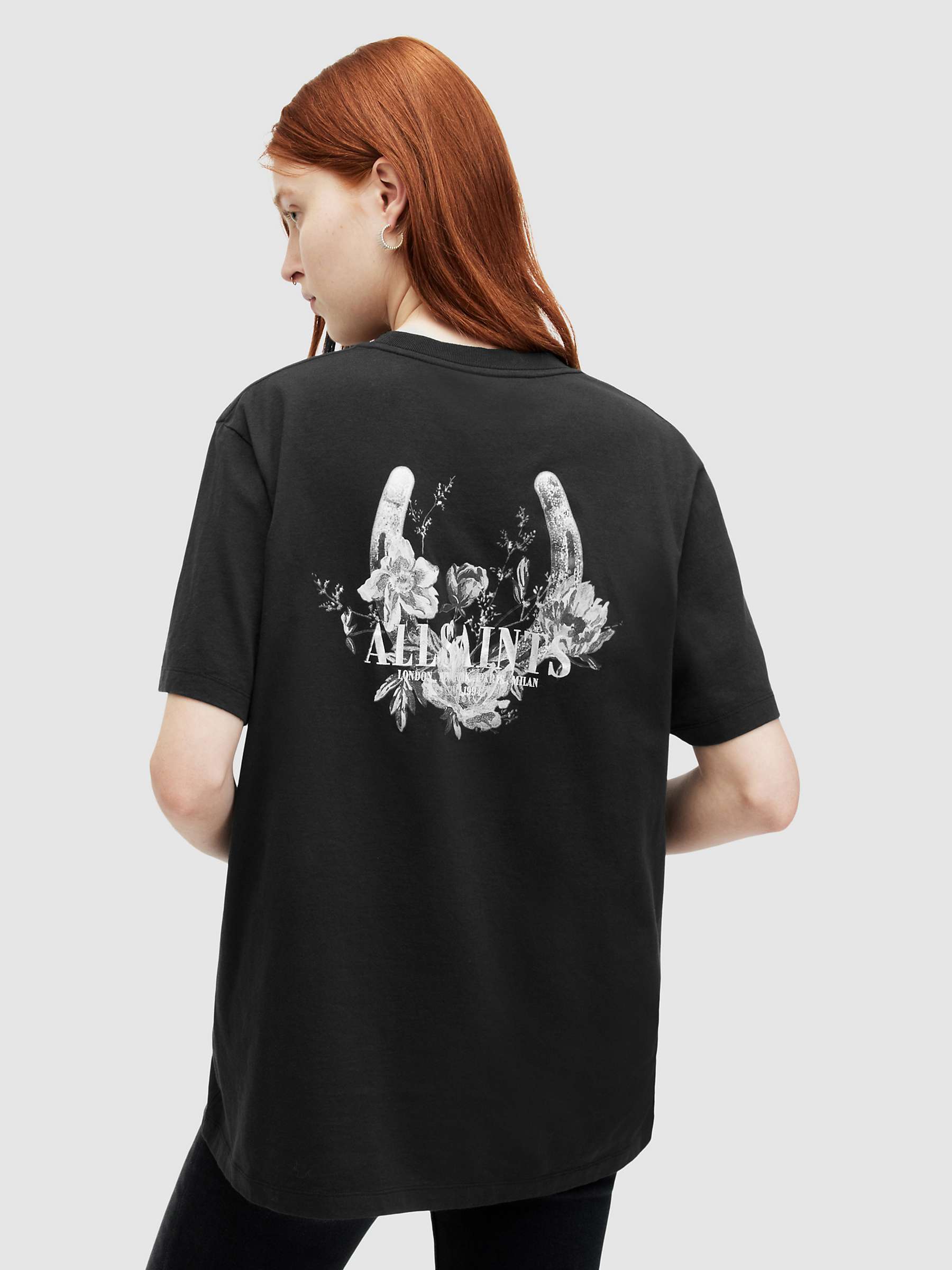 Buy AllSaints Fortuna Organic Cotton T-shirt, Black/White Online at johnlewis.com