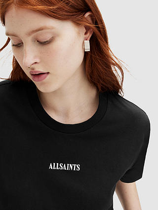AllSaints Fortuna Organic Cotton T-shirt, Black/White