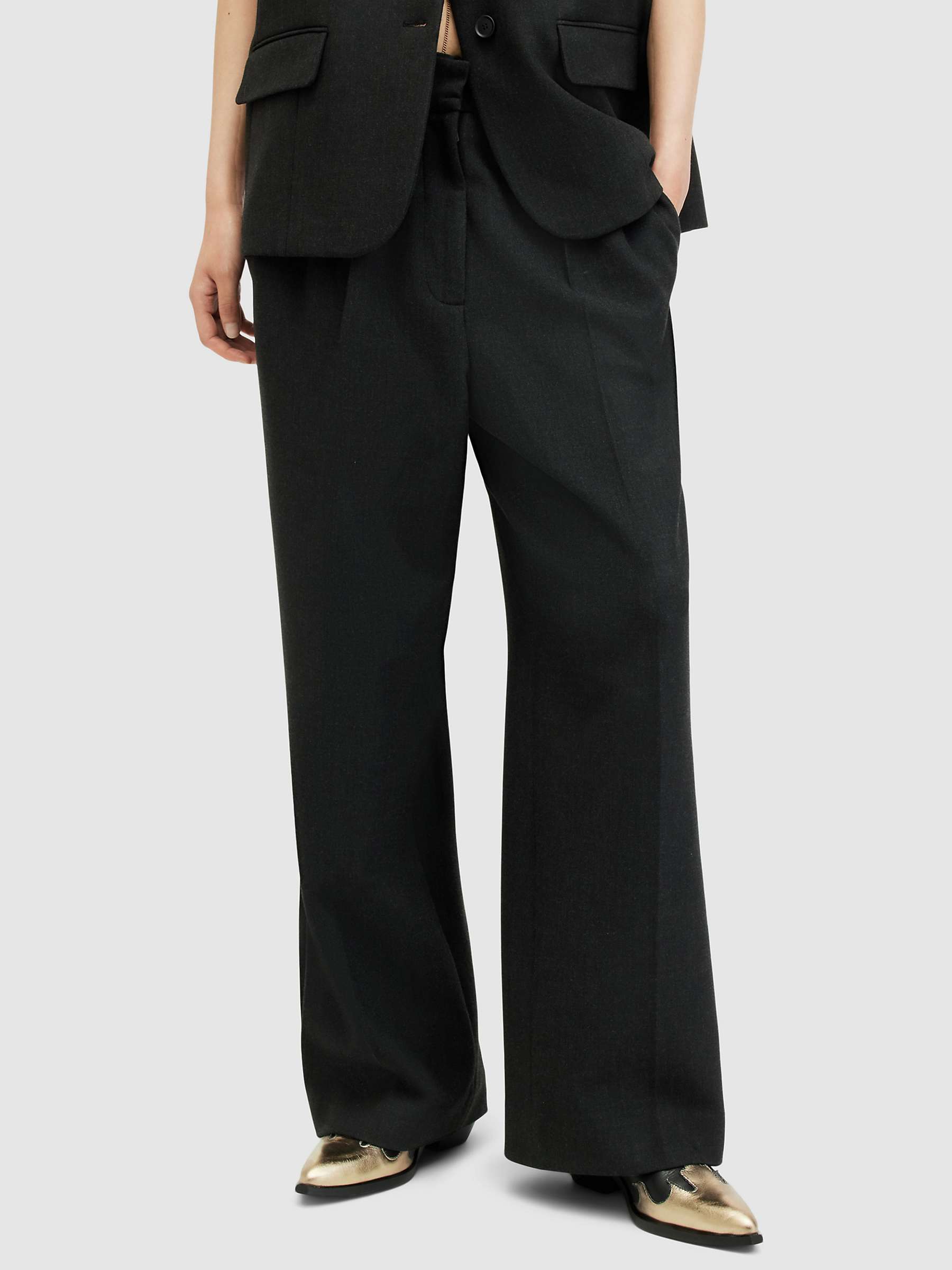Buy AllSaints Sammey Wide Leg Tailored Trousers, Charcoal Grey Online at johnlewis.com