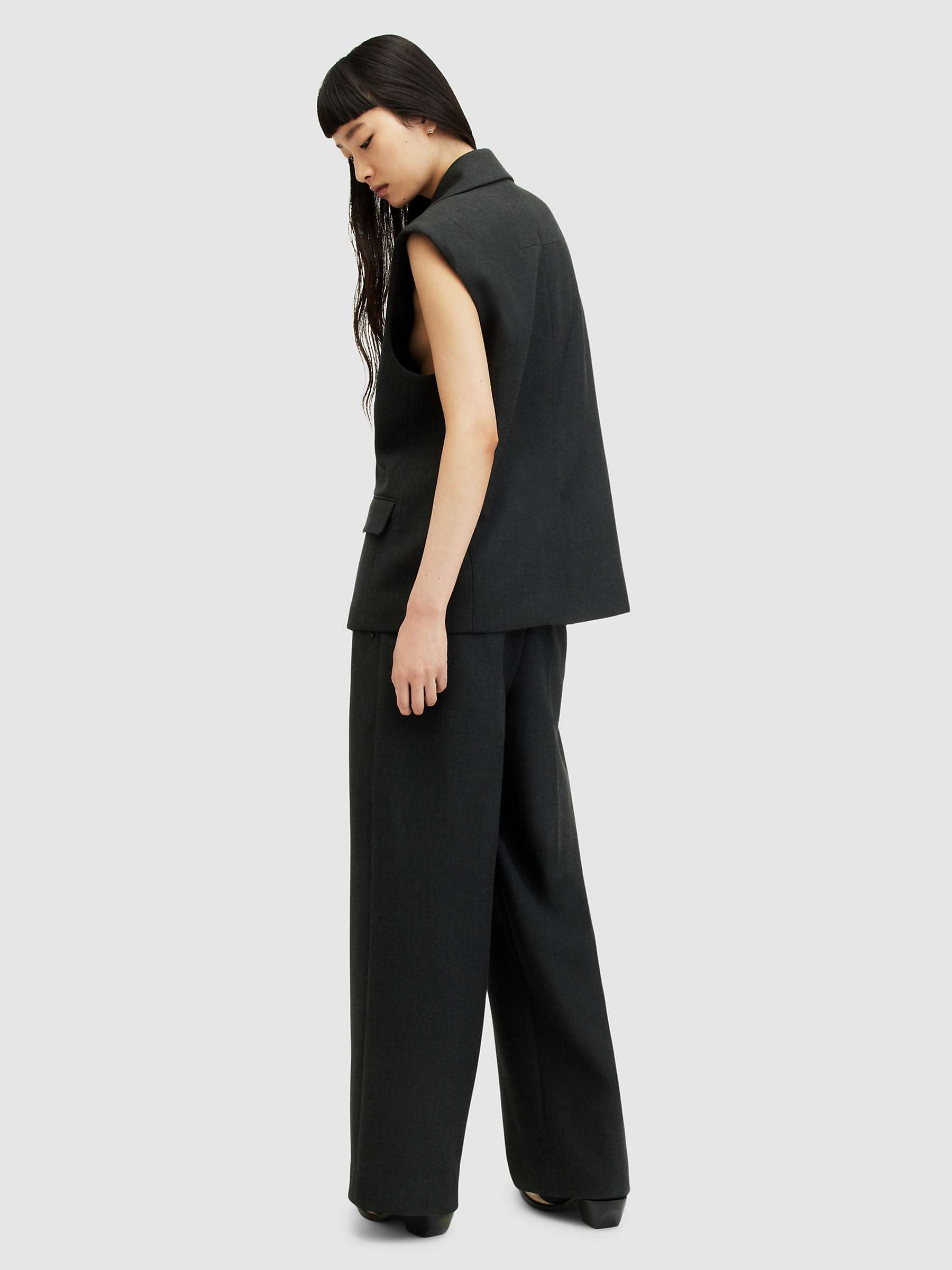 Buy AllSaints Sammey Wide Leg Tailored Trousers, Charcoal Grey Online at johnlewis.com