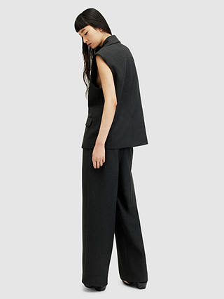 AllSaints Sammey Wide Leg Tailored Trousers, Charcoal Grey