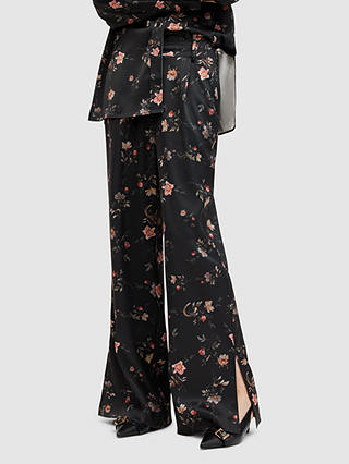 AllSaints Louisa Tana Floral Trousers, Black/Multi