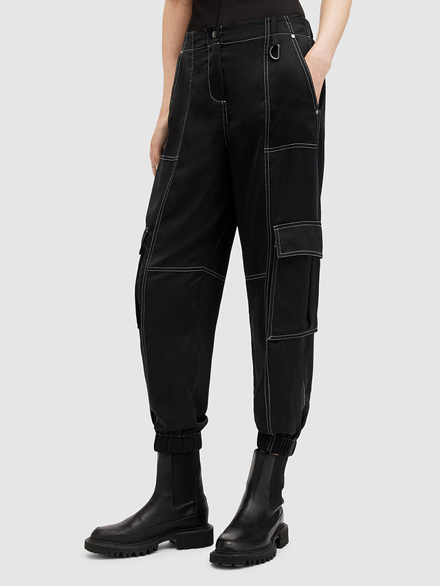 AllSaints Fran Contrast Stitch Trousers, Black