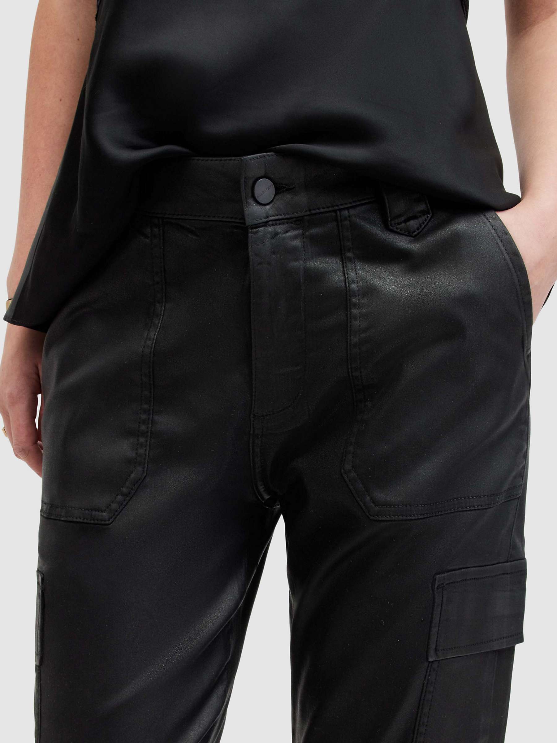 Buy AllSaints Nola Coated Trousers, Black Online at johnlewis.com