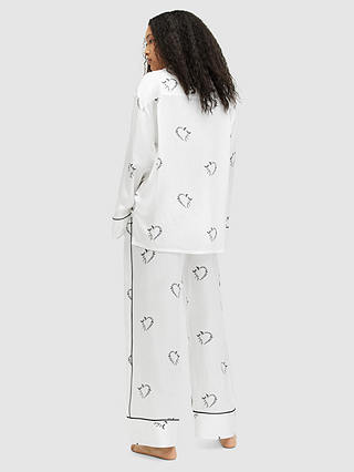 AllSaints Sofi Silk Blend Escalera Pyjama Trousers, Ecru White