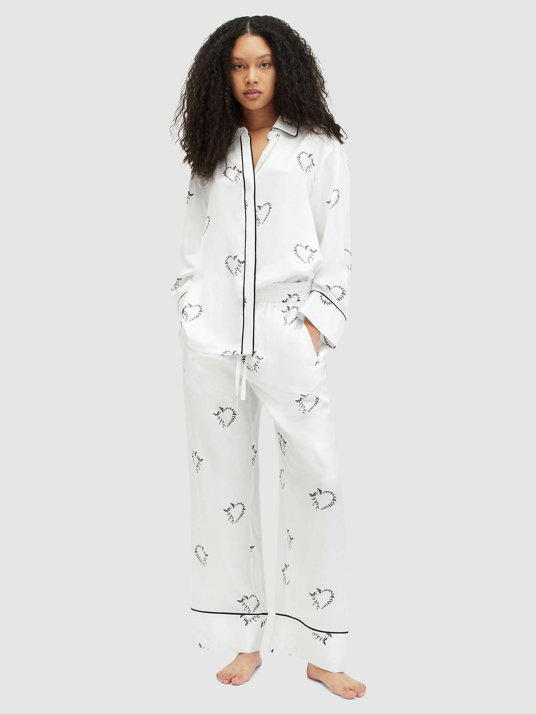 Buy AllSaints Sofi Silk Blend Escalera Pyjama Trousers, Ecru White Online at johnlewis.com