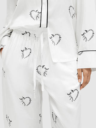 AllSaints Sofi Silk Blend Escalera Pyjama Trousers, Ecru White