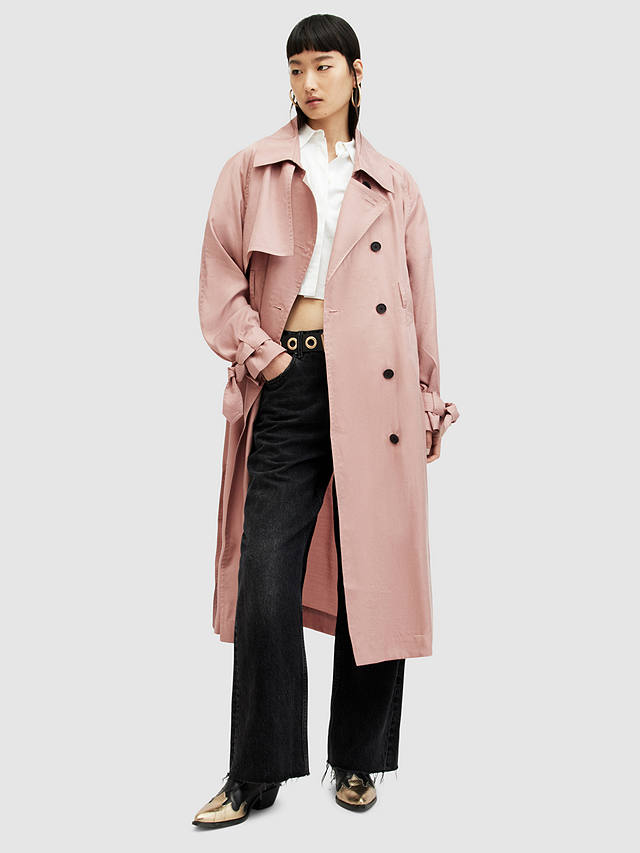 AllSaints Kikki Oversized Trench Coat, Rich Tan Pink