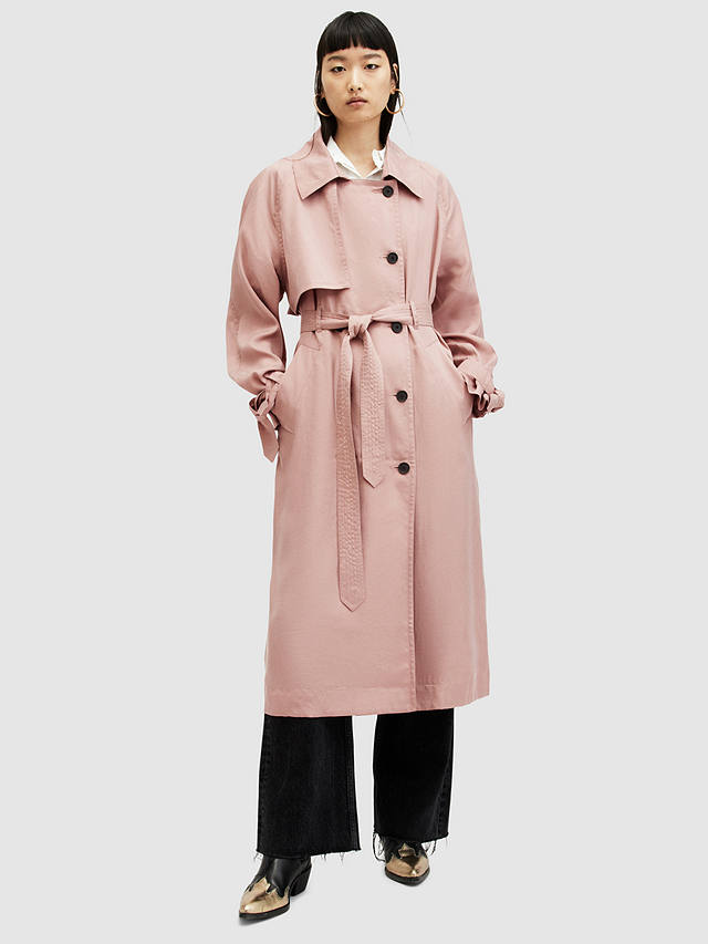 AllSaints Kikki Oversized Trench Coat, Rich Tan Pink