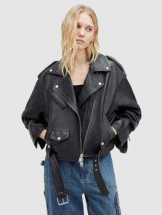 AllSaints Dayle Oversized Leather Biker Jacket