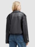 AllSaints Dayle Oversized Leather Biker Jacket, Black