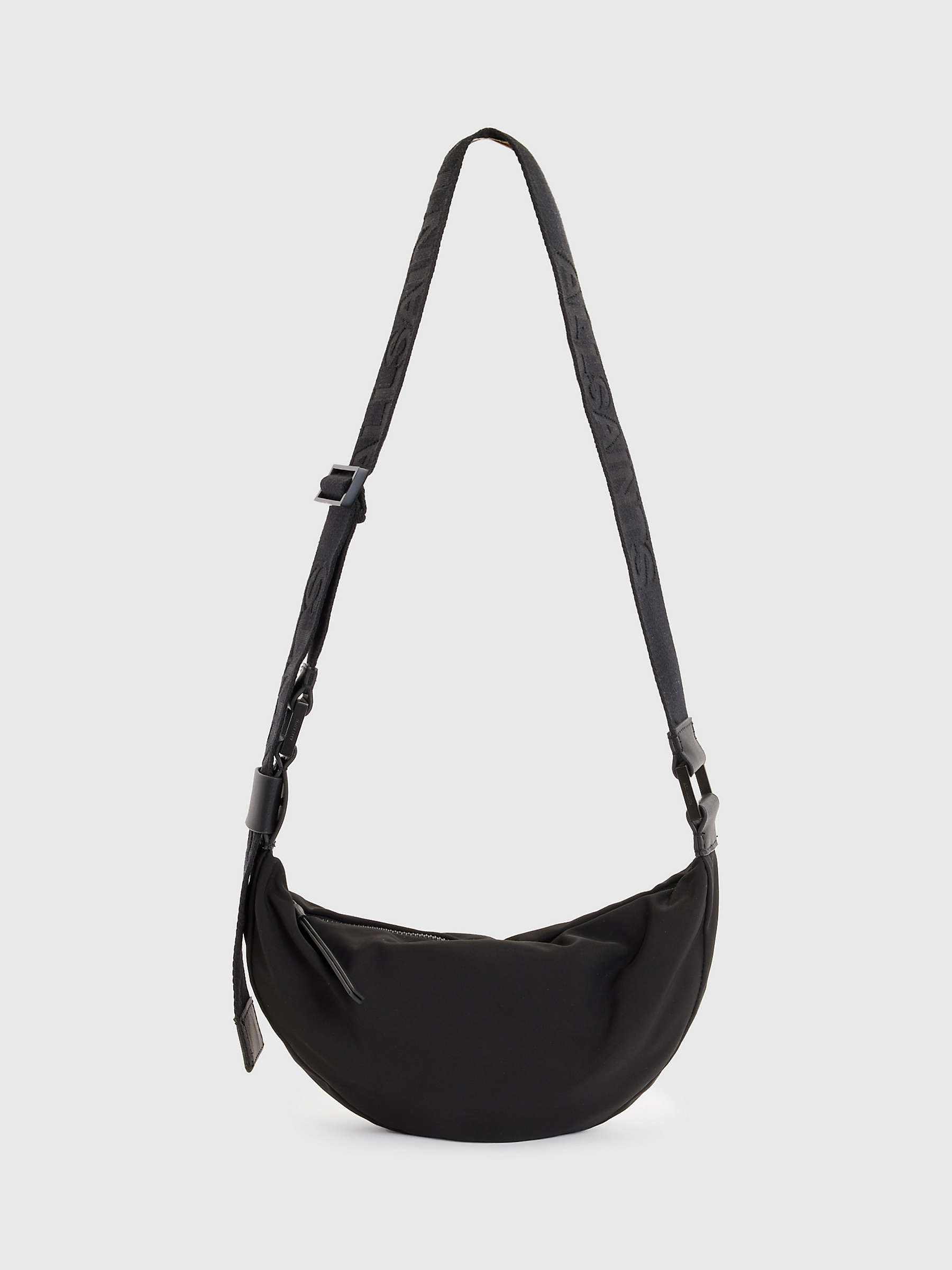 Buy AllSaints Half Moon Recycled Cross Body Bag, Black Online at johnlewis.com