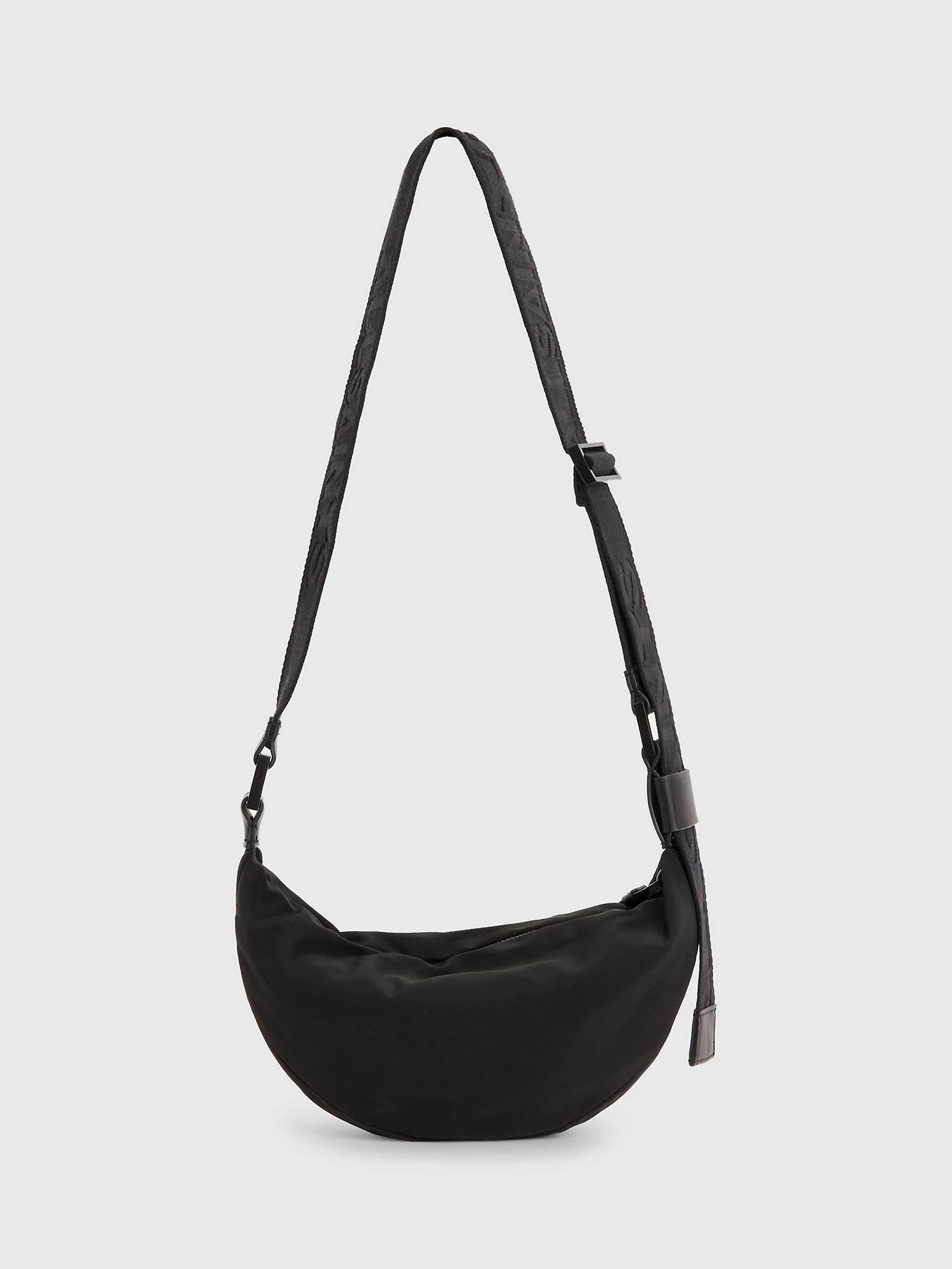 Buy AllSaints Half Moon Recycled Cross Body Bag, Black Online at johnlewis.com