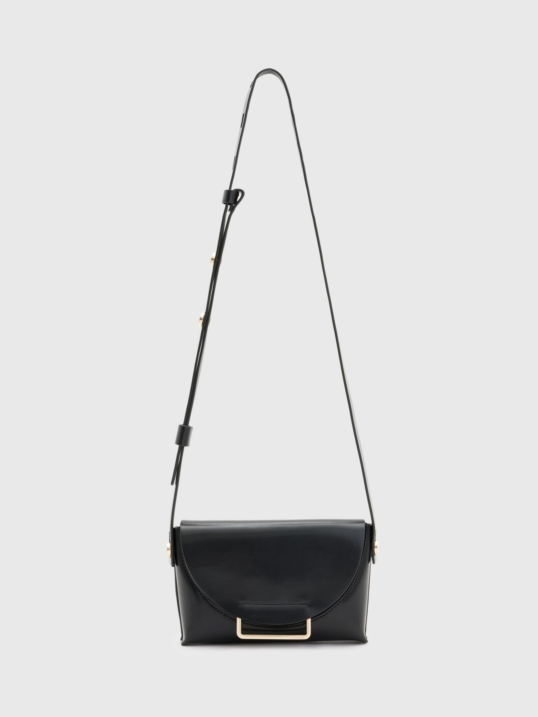 AllSaints Francine Leather Crossbody Bag, Black at John Lewis & Partners