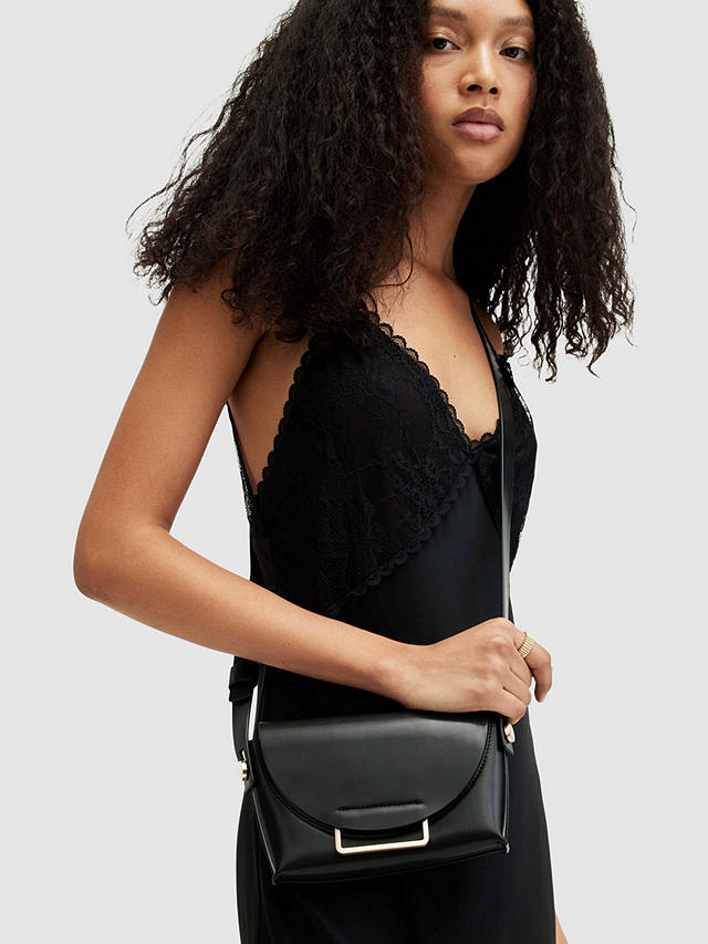 AllSaints Francine Leather Crossbody Bag, Black