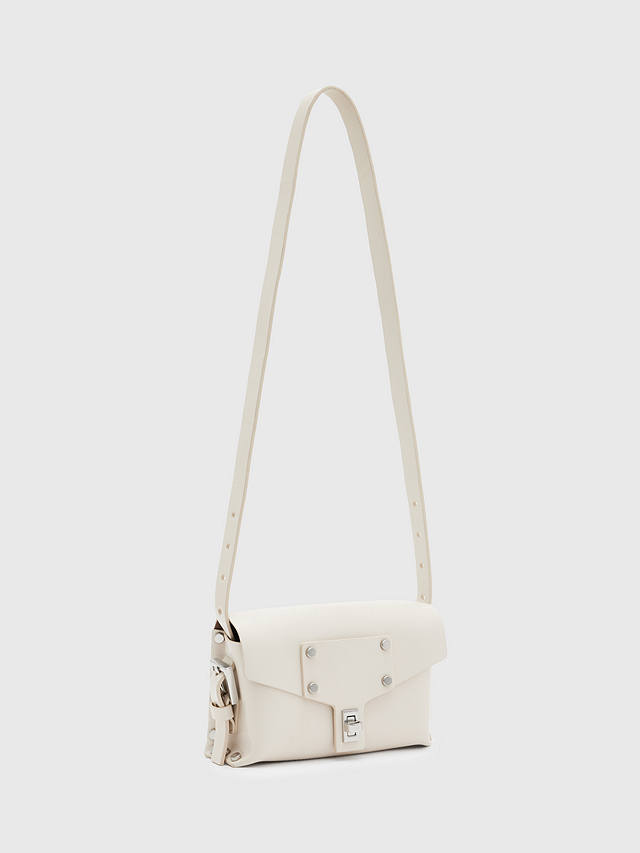 AllSaints Miro Leather Crossbody Bag, Desert White