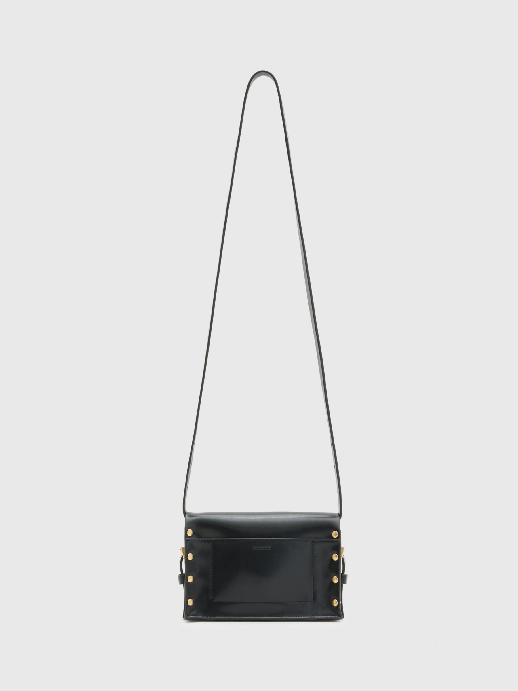 AllSaints Miro Leather Crossbody Bag, Black at John Lewis & Partners
