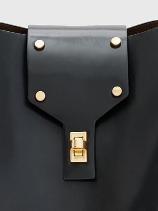 AllSaints Miro Large Leather Bucket Bag, Black