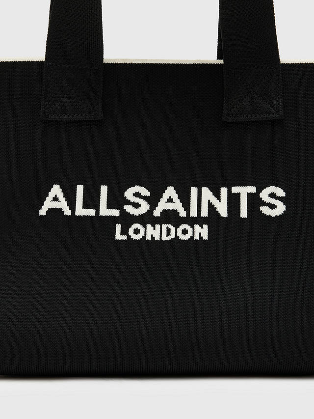 AllSaints Izzy Knitted Recycled Mini Tote Bag, Black
