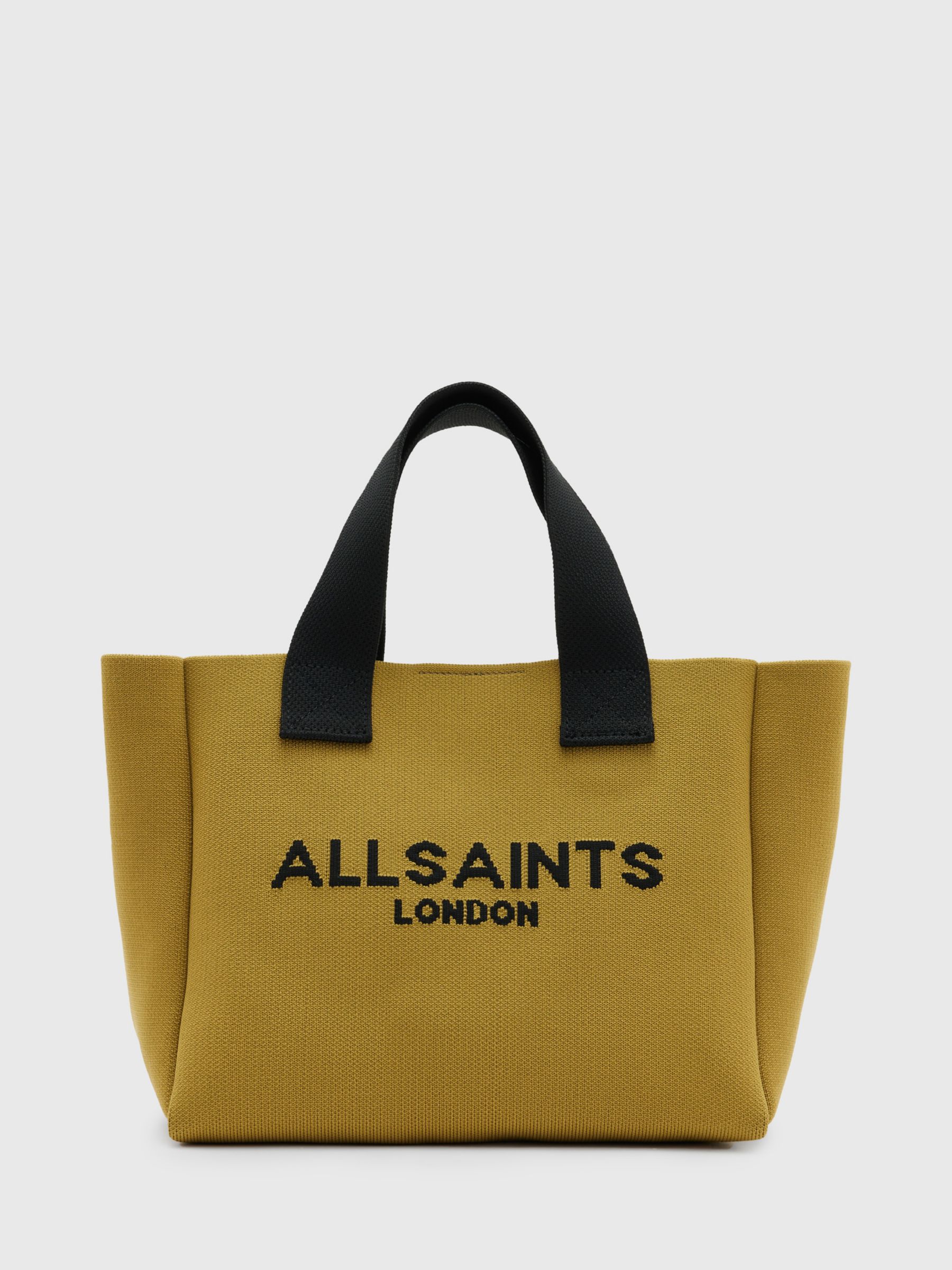 AllSaints Izzy Knitted Recycled Mini Tote Bag, Sap Green at John Lewis ...
