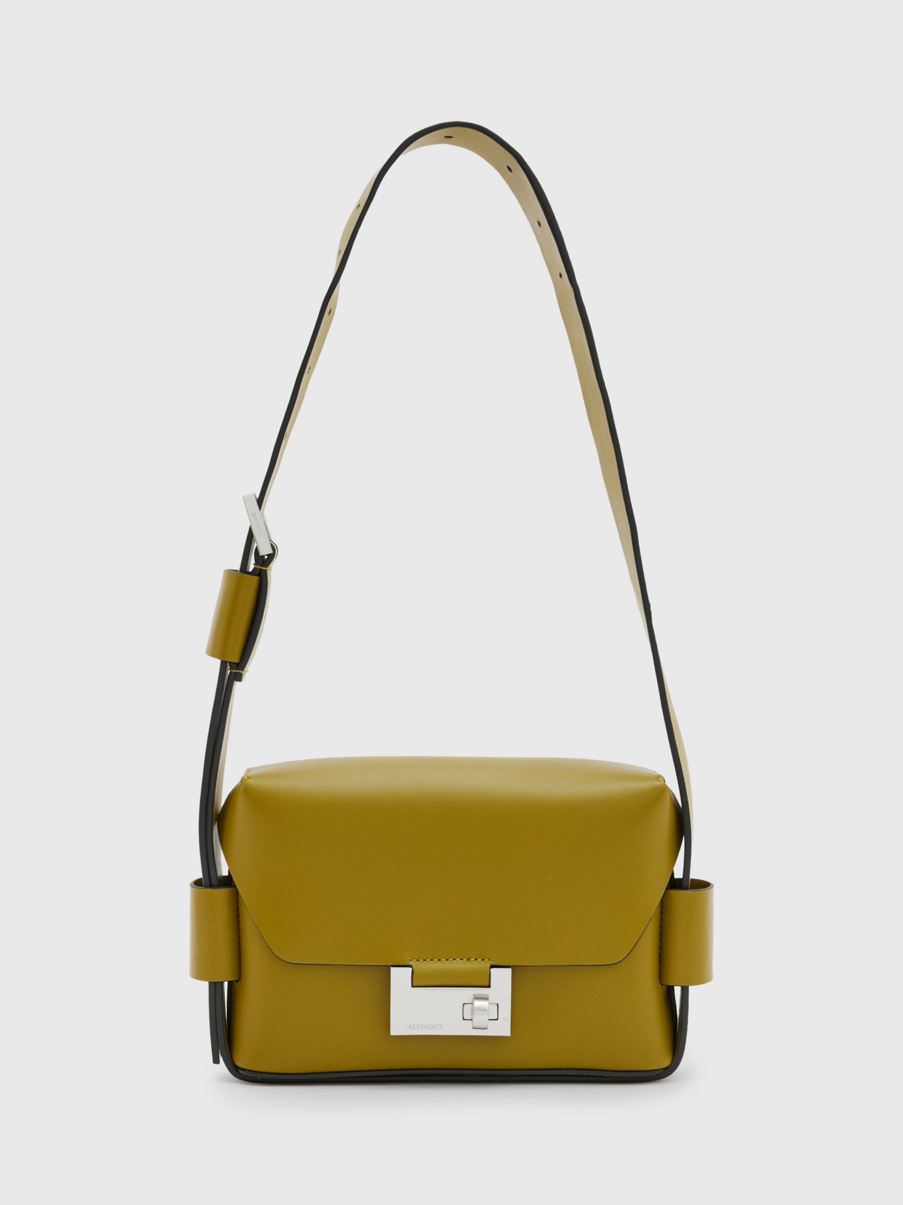 AllSaints Frankie Leather Crossbody Bag, Sap Green at John Lewis & Partners