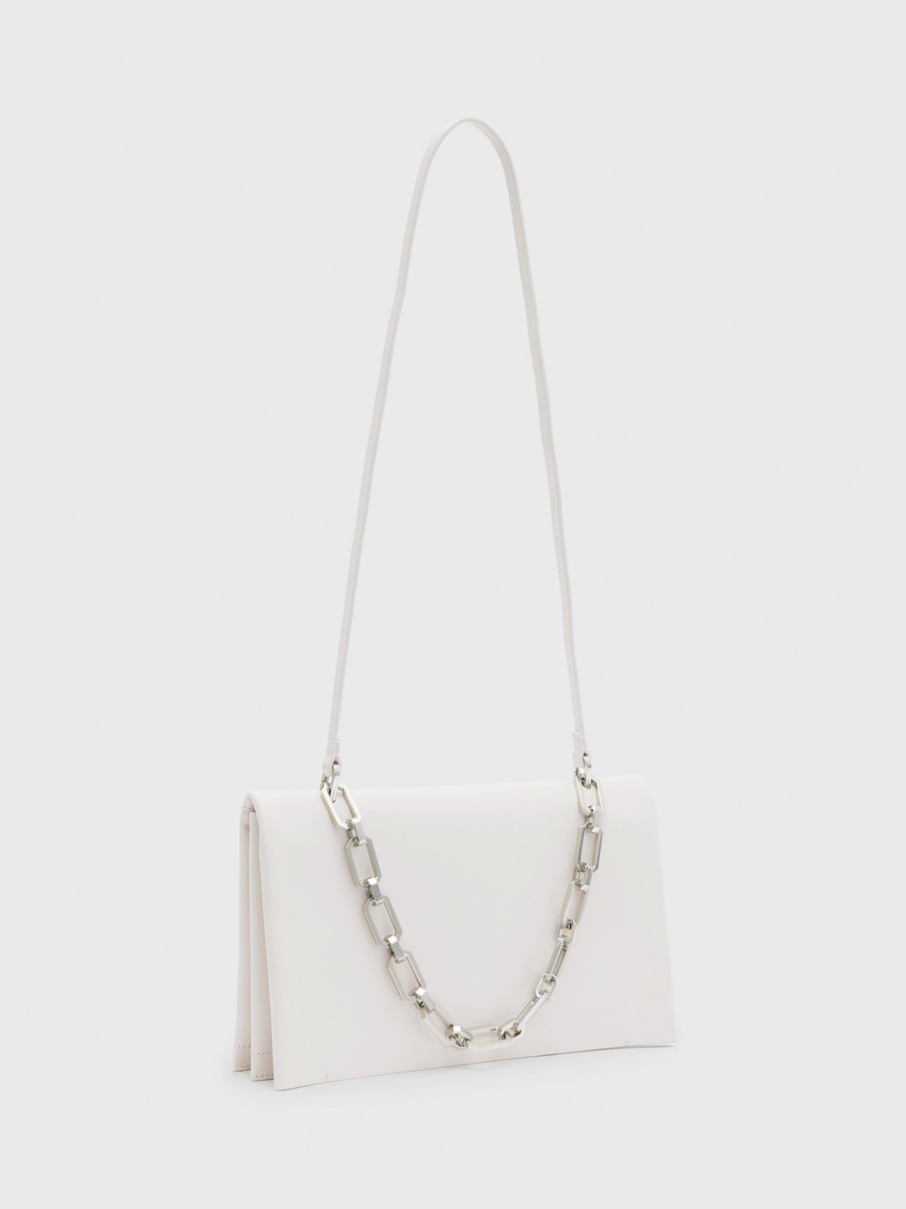 AllSaints Akira Clutch Bag, Desert White at John Lewis & Partners