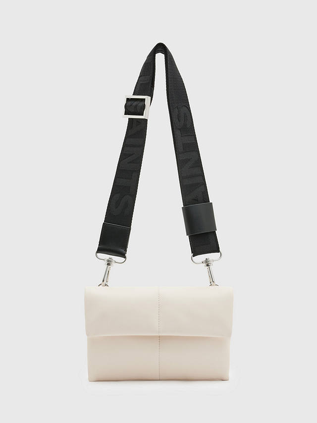 AllSaints Ezra Quilted Leather Crossbody Bag, Desert White