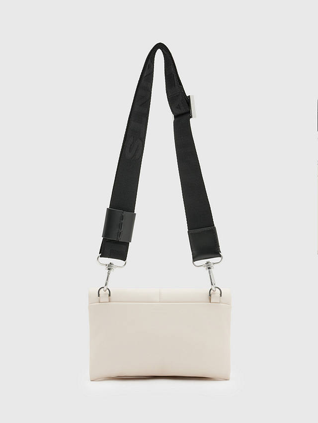 AllSaints Ezra Quilted Leather Crossbody Bag, Desert White