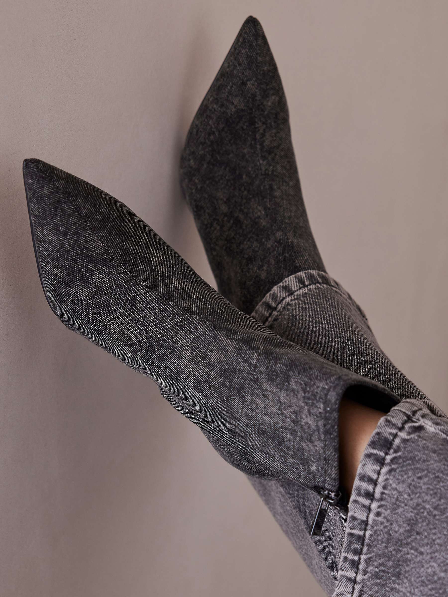 Buy Mint Velvet High Heel Denim Ankle Boots, Dark Grey Online at johnlewis.com