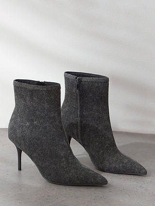 Mint Velvet High Heel Denim Ankle Boots, Dark Grey