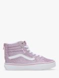 Vans Kids' Filmore High Top Zip Trainers, Glitter Mauve