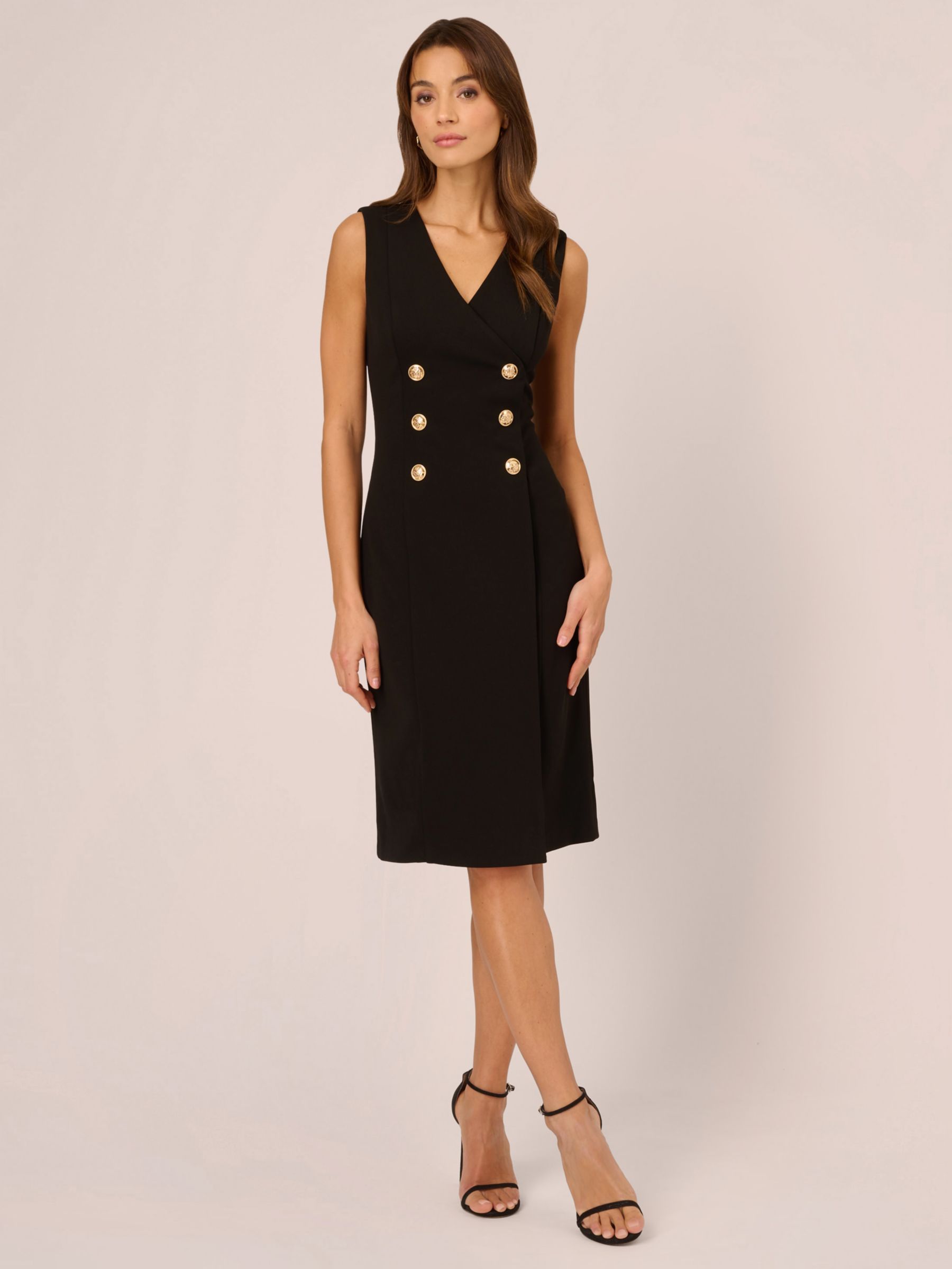 Adrianna Papell Knit Crepe Midi Dress, Black at John Lewis & Partners